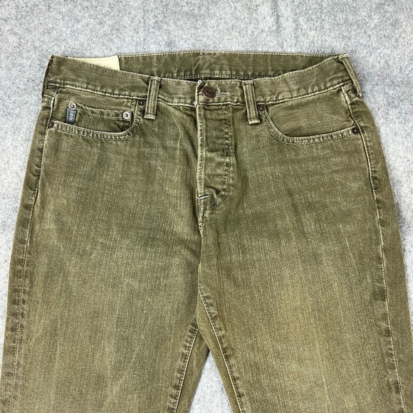Abercrombie Fitch Jeans Mens 32 x 34 Green Skinny Button Fly Cotton Denim Pants - Picture 2 of 14